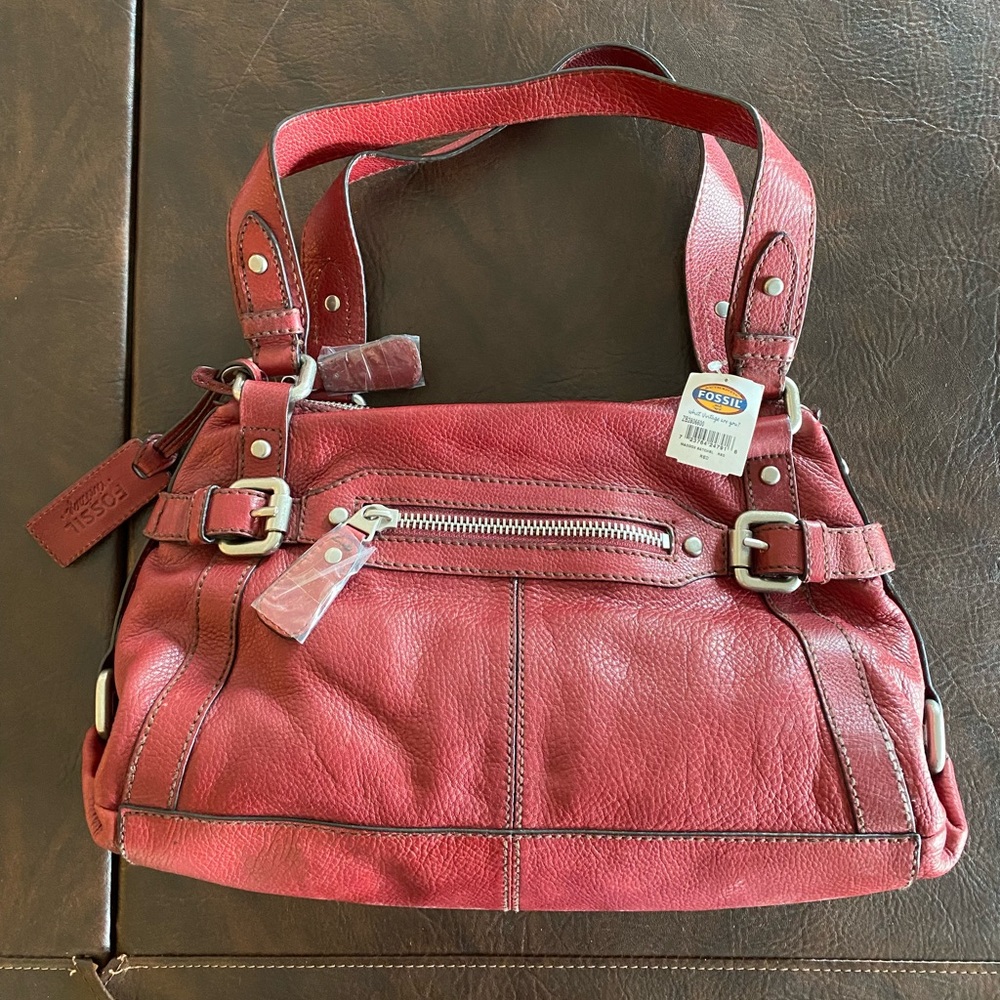 NWT Fossil Red Maddox Satchel